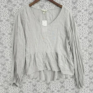 NWT Sim + Sam rayon Scoop neck high low long sleeve blouse  XL